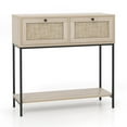 thumbnail image 1 of Topcobe Rattan Console Table Boho Entryway Table with 2 Rattan Drawers and Open Storage Shelf, Rectangular Furniture Table for Living Room, Front Hall, Hallway and Foyer, 1 of 7