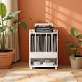 thumbnail image 1 of Topcobe Record Rolling Turntable Player Stand with Drawer, End Table for Living Room, Bedroom-White, 1 of 7