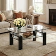 thumbnail image 1 of Topcobe Rectangle Glass Coffee Table with Metal Legs for Living Room, Storage Coffee Tables for Living Room, Furniture Table, Black, 1 of 9