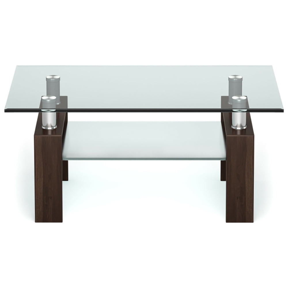 Topcobe Rectangle Glass Coffee Table with Metal Legs for Living Room, Storage Coffee Tables for Living Room, Furniture Table, Brown Topcobe Rectangle Glass Coffee Table with Metal Legs for Living Room, Storage Coffee Tables for Living Room, Furniture Table, Brown