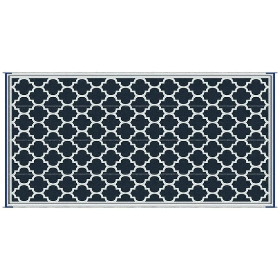 Topcobe Reversible Outdoor Rug, 9' x 18' Waterproof Plastic Straw Floor Mat, Portable RV Camping Carpet, Outdoor Floor Mat for RV Camping Backyard, Deck, Picnic, Beach, Blue & White