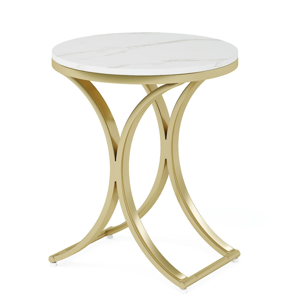 Topcobe Round End Table Sofa Side Table Small Coffee Table with Metal Frame, Small Side Table, End Tables Living Room