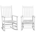 thumbnail image 1 of Topcobe Rustic Outdoor Rocking Chairs Set of 2, Comfortable Curved Arms, Tall Backrest, Slatted Wooden Seat, White Rocking Chairs for Patio, 1 of 10