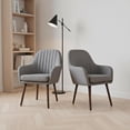 thumbnail image 1 of Topcobe Set of 2 Fabric Upholstered Accent Chairs with Wooden Legs, Modern Accent Chair for Living Room Bedroom Balcony, Relax Chair Set for Home and Office, Gray, 1 of 11
