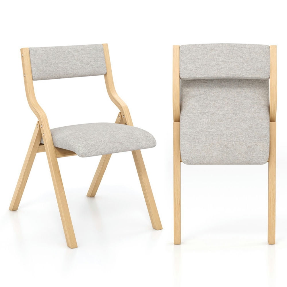 Topcobe Set of 2 Wooden Folding Dining Chair with Linen Fabric Padded Seat and Backrest, Indoor Outdoor Chairs Patio Chairs, Kitchen Chairs for Living Room, Natural Topcobe Set of 2 Wooden Folding Dining Chair with Linen Fabric Padded Seat and Backrest, Indoor Outdoor Chairs Patio Chairs, Kitchen Chairs for Living Room, Natural
