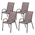 thumbnail image 1 of Topcobe Set of 4 Outdoor Dining Chairs, Stackable Patio Chairs with High Back, Breathable Mesh Seat for Garden Lawn, Modern Furniture for Outdoor, Brown, 1 of 11