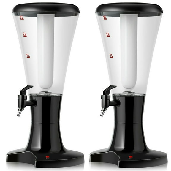 Topcobe Set of 2 3L Draft Beer Tower Dispenser with LED Lights, Perfect Drink Dispensers for Parties, Drink Tower