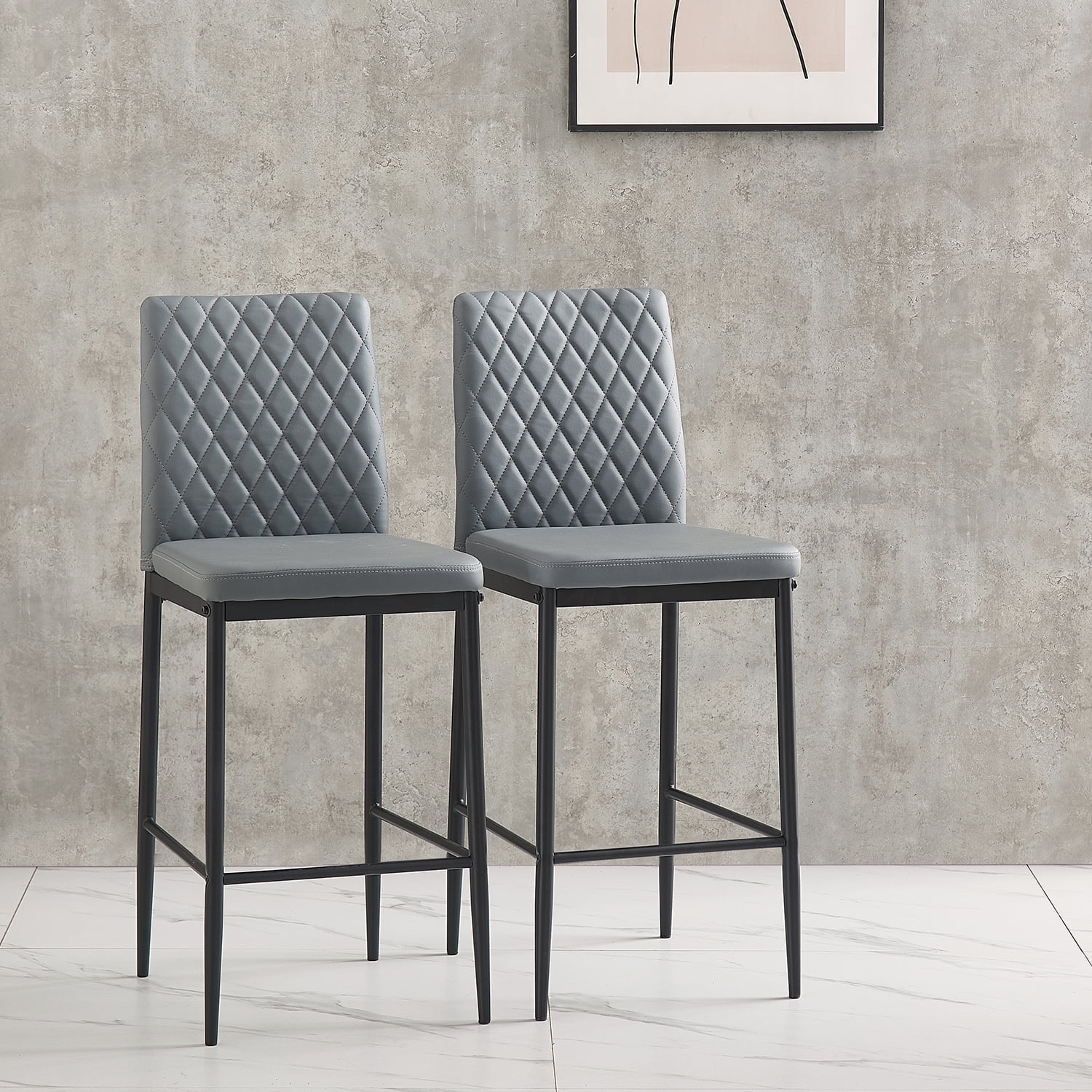 Pattern Bar Stool Topcobe Set of 2 Counter Height Bar Stools, Fireproof Leather Diamond ...