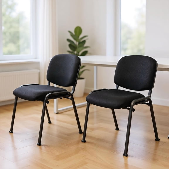 Topcobe Set of 2 Office Chair with Metal Frame and Padded Cushions for Conference Room, Home Office Chair, Office Furniture Chairs, Black