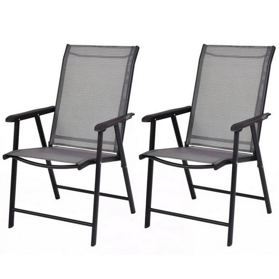 Topcobe Set of 2 Outdoor Patio Folding Chairs, Outdoor Deck Furniture, Gray