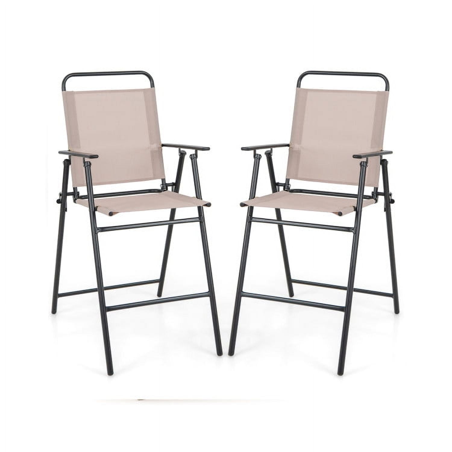Topcobe Set of 2 Patio Folding Bar-Height Chairs with Armrests and Quick-Drying Seat, Outdoor Deck Furniture, Beige Topcobe Set of 2 Patio Folding Bar-Height Chairs with Armrests and Quick-Drying Seat, Outdoor Deck Furniture, Beige