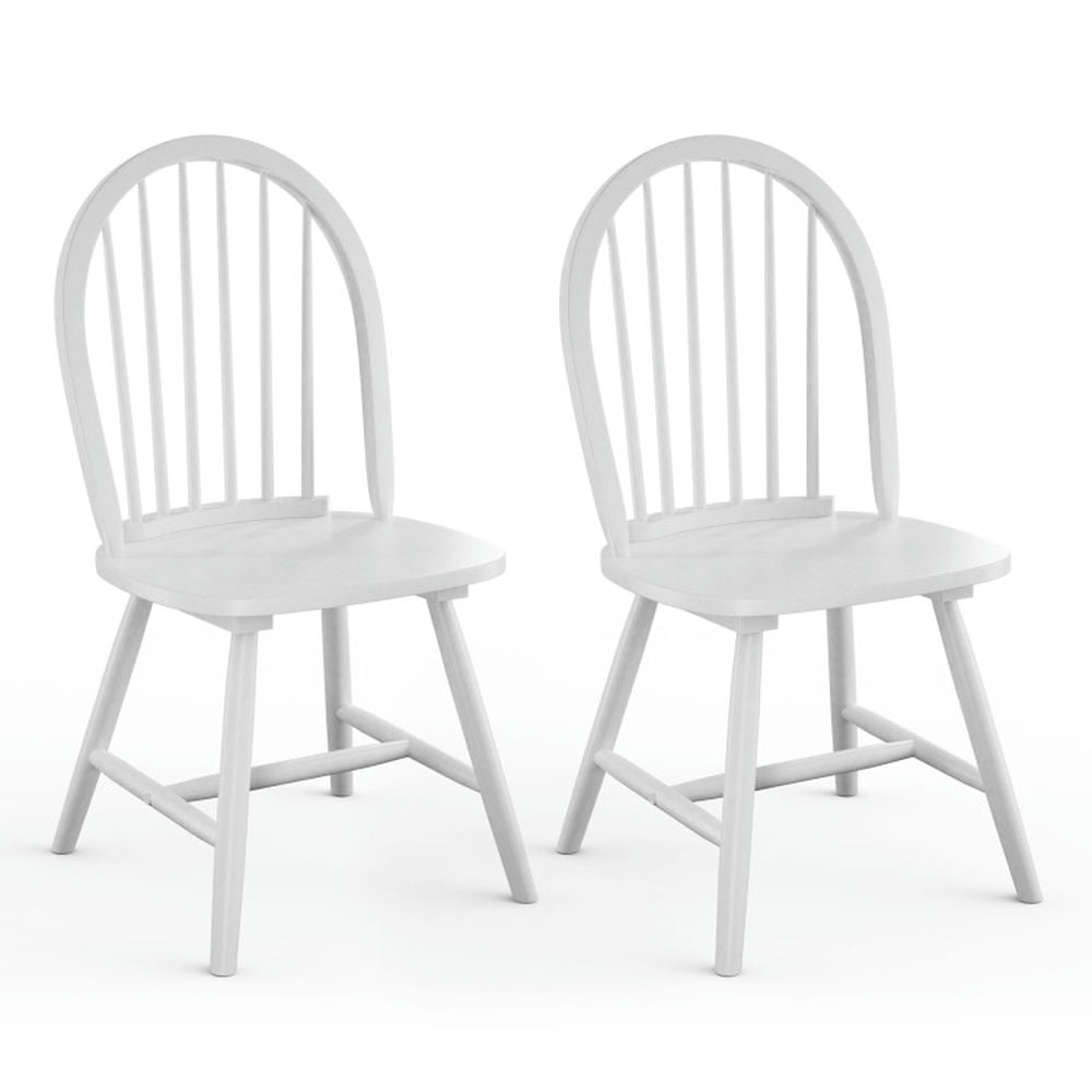 Topcobe Set of 2 Vintage Windsor Wood Chair with Spindle Back for Dining Room, Living Room Chairs for Home Kitchen, White