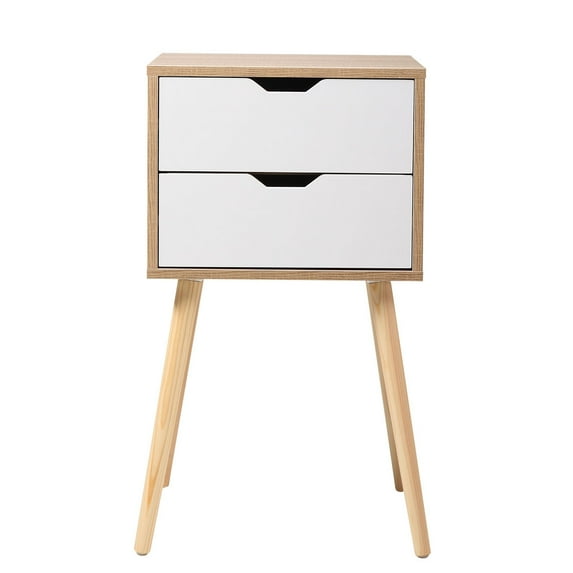 Topcobe Set of 2 Wooden Modern Nightstand with 2 Drawers, Side Tables Bedroom, Living Room Bedroom Furniture, White
