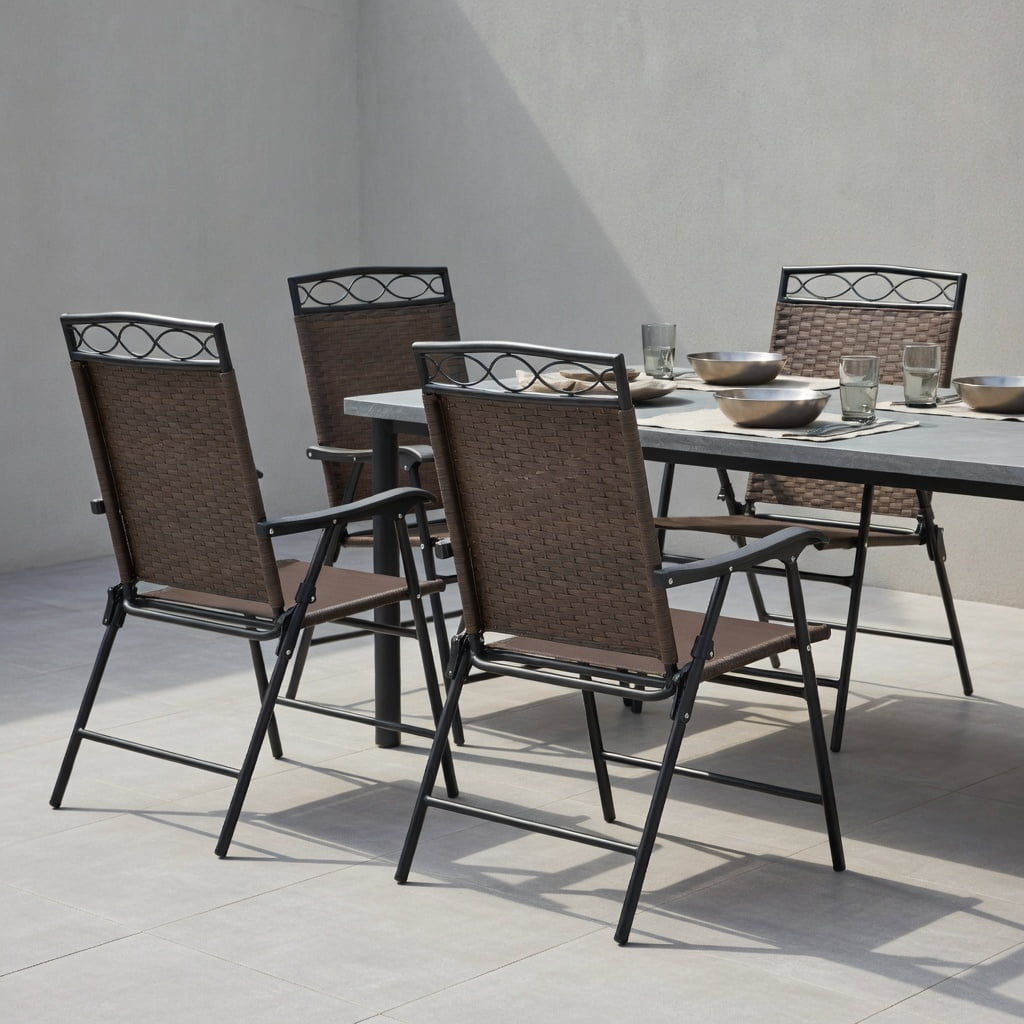 Topcobe Set of 4 Patio Folding Chairs, Outdoor Deck Furniture