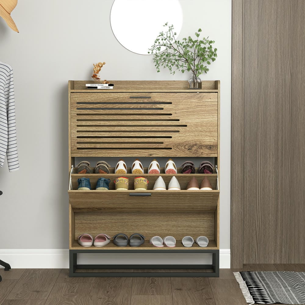 Topcobe Shoe Cabinet with Doors, Modern Wood Shoe Storage Cabinet, Freestanding Shoe Organizer Cabinet for Entryway, Hallway, Living Room, Brown Topcobe Shoe Cabinet with Doors, Modern Wood Shoe Storage Cabinet, Freestanding Shoe Organizer Cabinet for Entryway, Hallway, Living Room, Brown