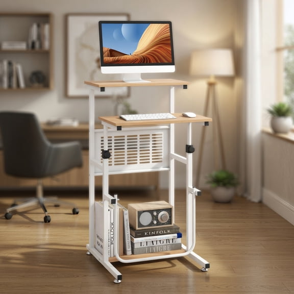 Topcobe Standing Desk for Small Space Sit Stand Desk with Height Adjustable Desktop, Perfect Addition to Home, Office, Home Bar, Kitchen, Dining Room