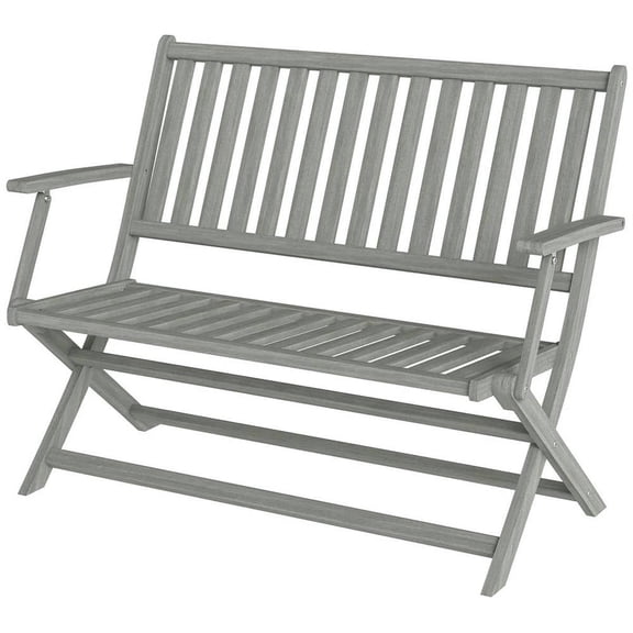 Topcobe Sturdy 2-Seater Collapsible Wooden Bench with Headrest & Armrests, Ideal for Outdoor Spaces, Patio, Yard, Deck, and Poolside