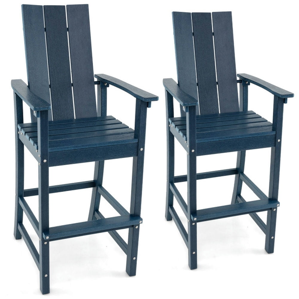Topcobe Tall Adirondack Chair Outdoor Bar Stool with Ergonomic Backrest for Backyard, Outdoor Patio Furniture-Blue Topcobe Tall Adirondack Chair Outdoor Bar Stool with Ergonomic Backrest for Backyard, Outdoor Patio Furniture-Blue