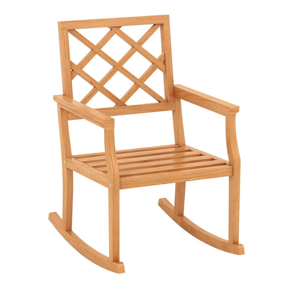 Topcobe Teak Wood Rocking Chair Oversized Porch Rocker with Backrest ...