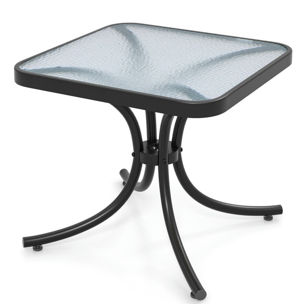 Topcobe Tempered Glass Top Patio Table with Heavy-duty Metal Frame, Outdoor Patio Furniture for Garden Poolside-Black Topcobe Tempered Glass Top Patio Table with Heavy-duty Metal Frame, Outdoor Patio Furniture for Garden Poolside-Black