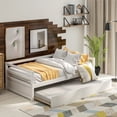 thumbnail image 1 of Topcobe Twin Size Modern Wooden Daybed with Trundle, Bed Sofa for Living Room Guest Room, White, 1 of 8