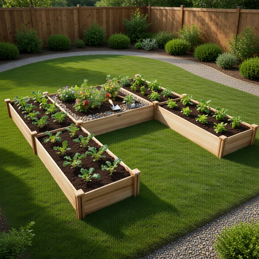 Topcobe U-Shaped Wooden Garden Raised Bed for Backyard and Patio, Planter Box Garden Boxes Outdoor