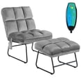 thumbnail image 1 of Topcobe Velvet Massage Recliners with Ottoman Remote Control and Side Pocket, Single Sofa for Living Room Bedroom Balcony, Gray, 1 of 1