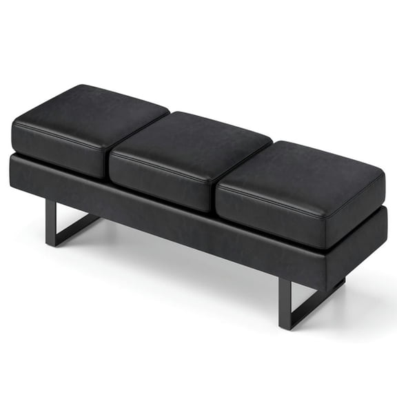 Topcobe Waiting Room Bench Seating Long Bench with Metal Frame Leg, Modern Furniture for Indoor-Black