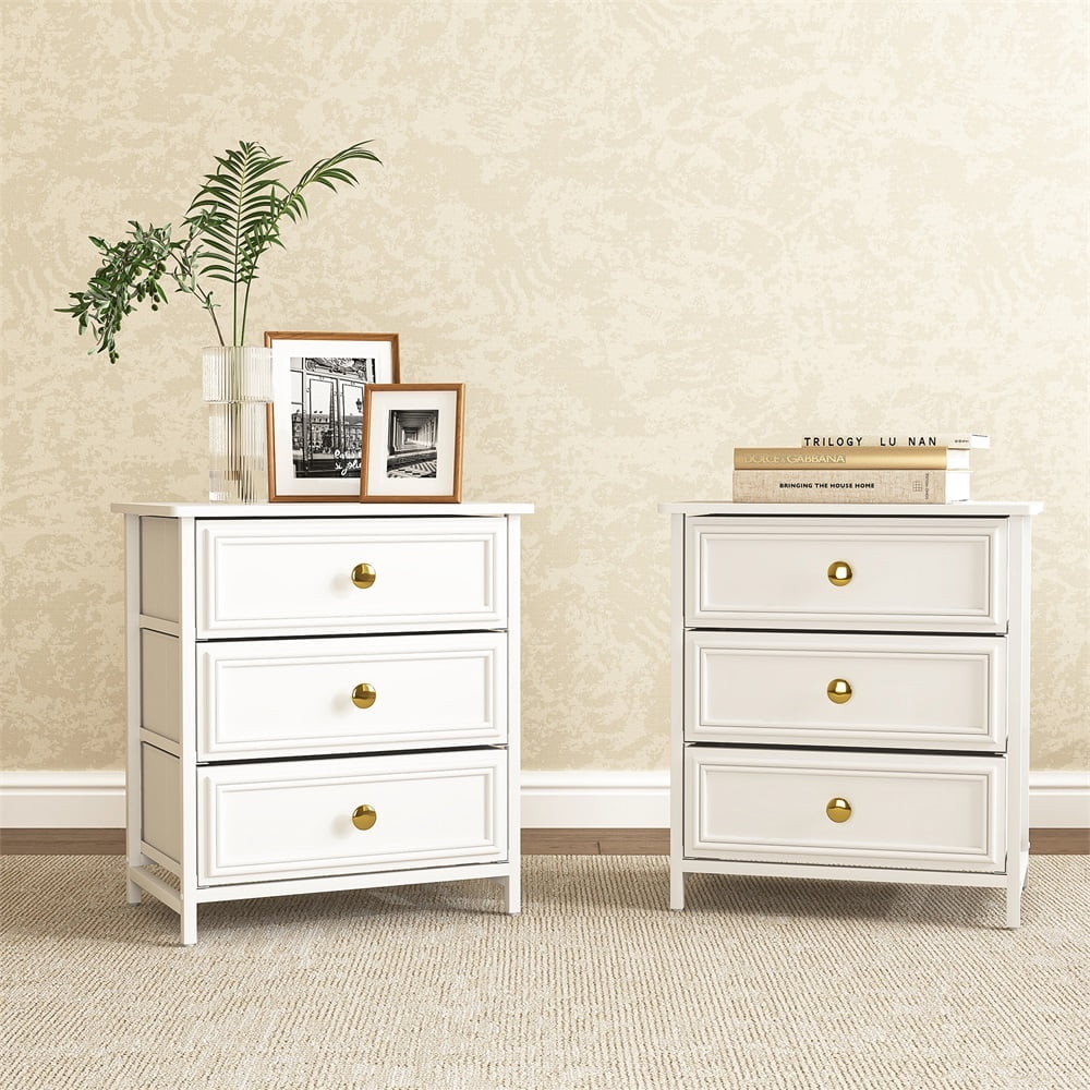 Topcobe White Nightstand with 3 Drawers, Modern Bedside Table, End Side Table for Living Room, Night Stand Set of 2, Small Dresser for Bedroom Topcobe White Nightstand with 3 Drawers, Modern Bedside Table, End Side Table for Living Room, Night Stand Set of 2, Small Dresser for Bedroom