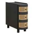 thumbnail image 1 of Topcobe Wood End Table, 3-Drawer Side Table NightStand with 3 Rattan Drawers, Small Side Table, End Tables Living Room, Black, 1 of 7