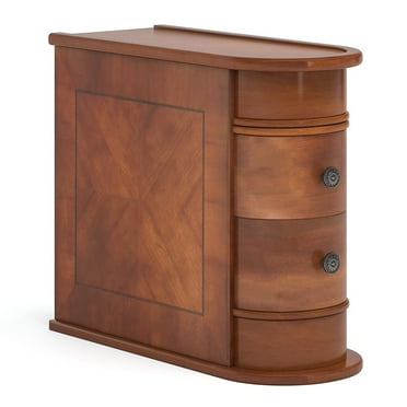 Topcobe Wood End Table, Narrow Side Table Nightstand with 2 Drawers, Indoor Furniture, Modern Furniture for Living Room, Walnut