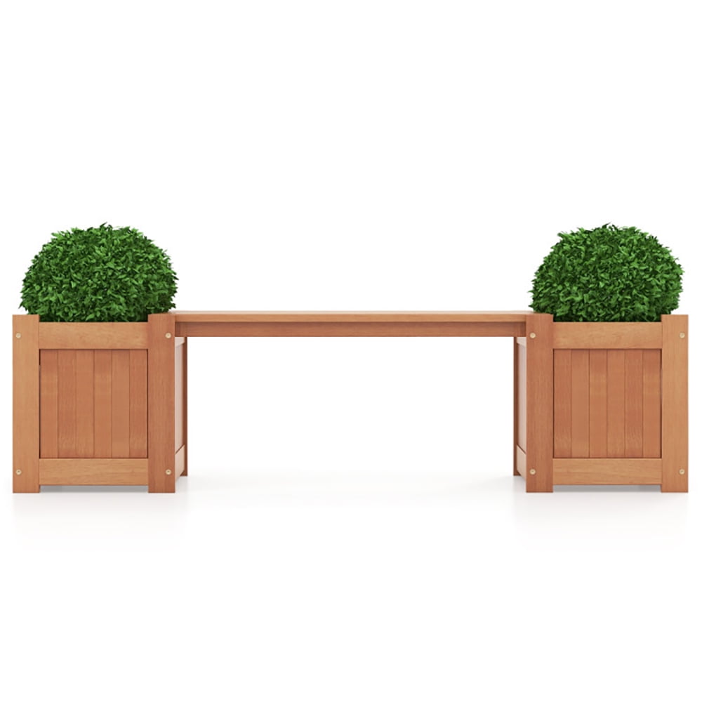 Topcobe Wood Planter Box with Bench for Garden Yard Balcony, Planters for Outdoor Plants, Raised Garden Beds Outdoor Topcobe Wood Planter Box with Bench for Garden Yard Balcony, Planters for Outdoor Plants, Raised Garden Beds Outdoor