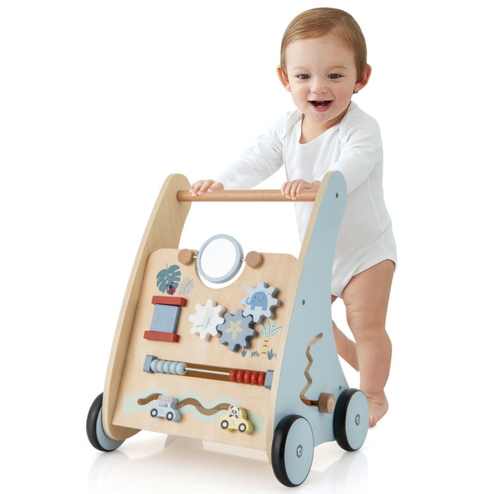 Topcobe Wooden Baby Push and Pull Walker with Multi-Activity Learning Center, Baby Walkers and Activity Center Topcobe Wooden Baby Push and Pull Walker with Multi-Activity Learning Center, Baby Walkers and Activity Center