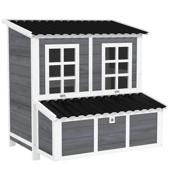 Topcobe Wooden Chicken Coop with Nesting Box, Pull-Out Tray, Waterproof Roof, 39" Chicken House for 4-6 Chickens, Rabbits, Outdoor Wooden Pet Shelter