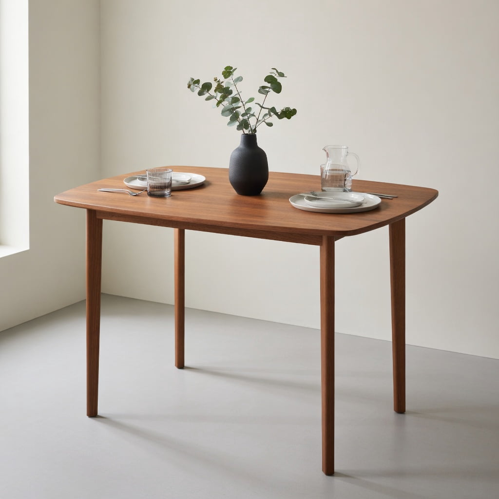 Topcobe Wooden Dining Table for 2-4 People Kitchen Table with Rubber Wood Legs, Modern Furniture for Dining Room, Practical, Easy to Assemble-Walnut