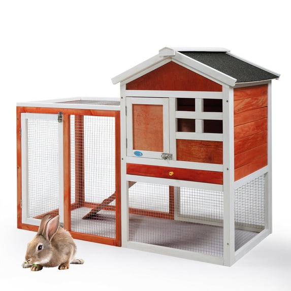Topcobe Wooden Large Rabbit Hutch Chicken Coop w/ Nesting Box