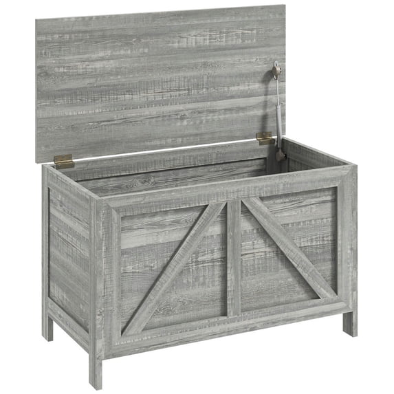 Topcobe Wooden Storage Chest, Storage Organizer for Bedroom, Living Room, Kitchen, Light Gray