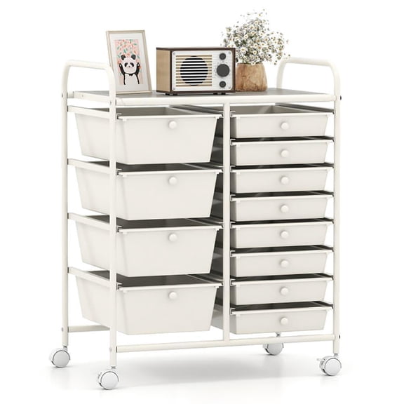 Topcobee 12-Drawer Utility Rolling Cart with Drawers, Multi-Use Storage, Storage Cabinet for Living Room