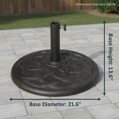 Topcobee 22" 42 lbs Round Resin Umbrella Base Stand Market Parasol Holder for 1.5", 1.89" Poles, for Lawn, Deck, Backyard, Garden, Umbrella Stand Outdoor Base, Patio Umbrella Stand, Bronze