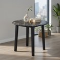 Textured Table Leg Topcobee 35 Inch Round Dining Table, Marble-Textured Veneer Top with ...