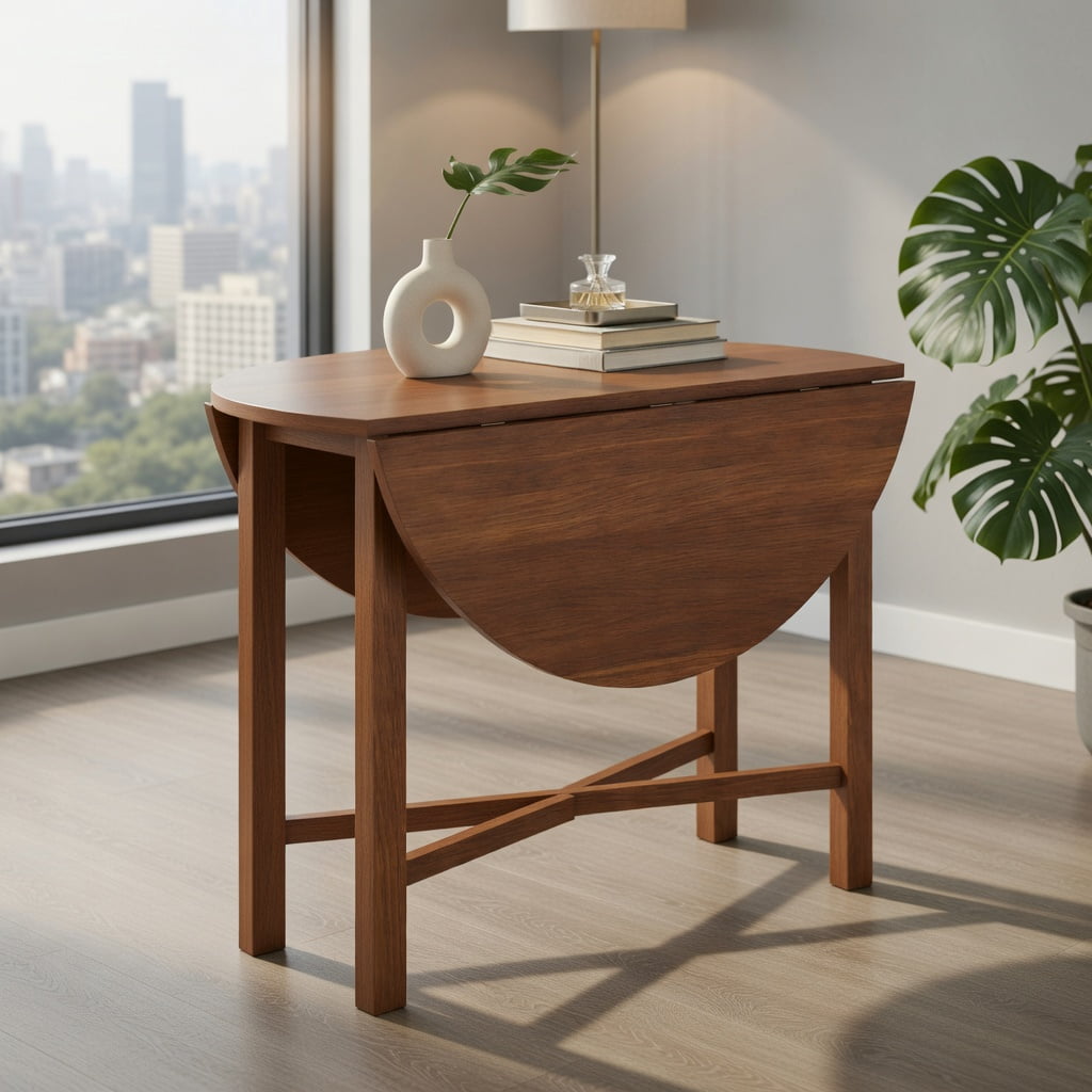 Topcobee Dual Drop-Leaf Dining Table, Compact Foldable Farmhouse Table ...