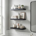 thumbnail image 1 of Topcobee Floating Wooden Shelves for Wall, Modern Design Shelves for Bedroom, Bathroom, Kitchen, Hanging Shelf for Books/Decor/Organization, Floating Display Shelf for Living Room, Black, 3Pcs, 1 of 10