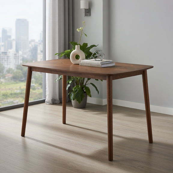 Topcobee Rectangular Rubber Wood Kitchen Dining Table, 47" x 30" Breakfast Nook Table for Living Room, Dining Room Table for Weekend Brunch-Coffee