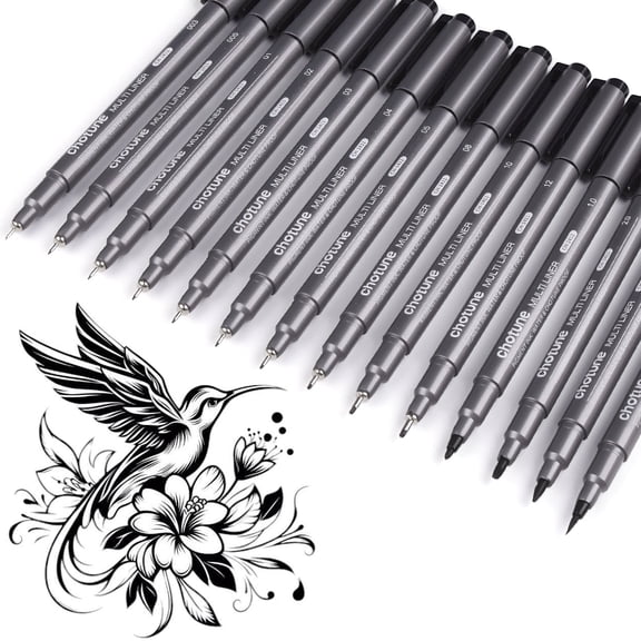 Topcolorusa 14 Pack Micro Fineliner Pens Drawing Art Archival Pen Archival Inking Markers Sketch Precision Drawing and Sketching Kit