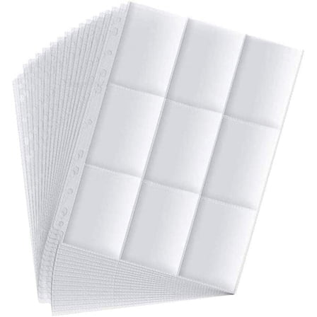 Topcolorusa 2700 Pockets Trading Card Sleeve Pages,150 Pack Double Side 9-Pocket Trading Card Binder Sleeves Page Protectors Sheet for  Trading Cards & Sports Cards for 11 Ring Binder