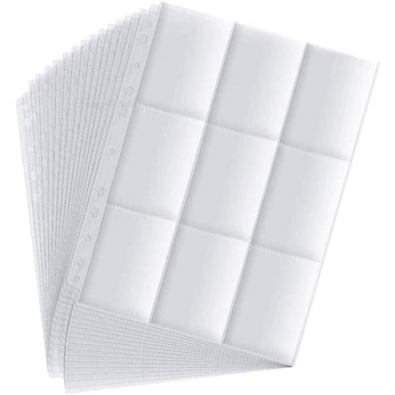 Topcolorusa 2700 Pockets Trading Card Sleeve Pages,150 Pack Double Side 9-Pocket Trading Card Binder Sleeves Page Protectors Sheet for  Trading Cards & Sports Cards for 11 Ring Binder