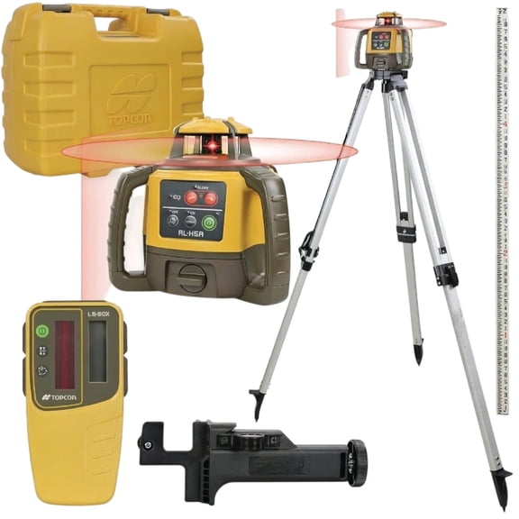 Topcon RL-H5A Self-Leveling Laser PS.DB Kit with LS-80L Receiver, Measuring Rod 10ths and Tripod - 1035258-01 (uses Alkaline Batteries)