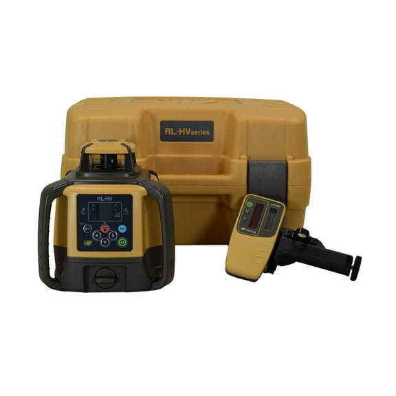 Topcon RL-HV2S Multi-Purpose Self-Leveling Dual Grade Rotary Laser Level Kit - Includes LS-100D Digital Receiver, Sensor Holder & Hard Carrying Case