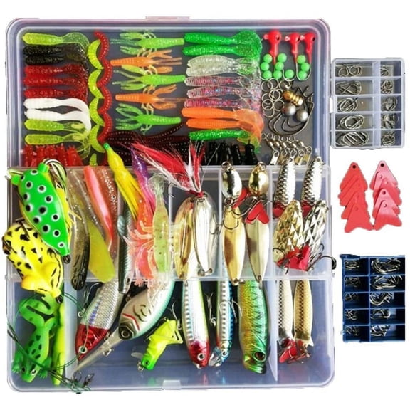 Topconcpt 275-Piece Fishing Lure Kit - Frogs, Spoons, Grasshoppers - for Bass, Trout, Salmon
