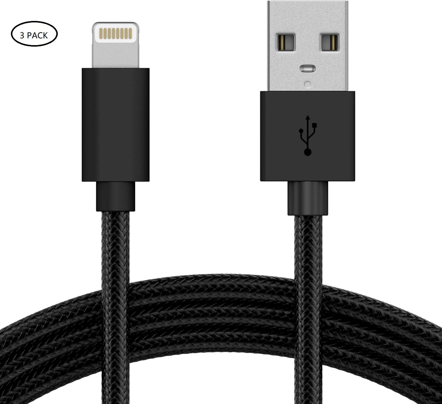 Topcord Lightning Cable iPhone Charger Cord 3Pack 6FT MFi Certified Lightning to USB A Cord